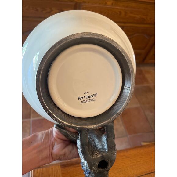 Pier 1 Imports Squirrel Ceramic & Pewter Nut/Serving Bowl - Picture 5 of 5